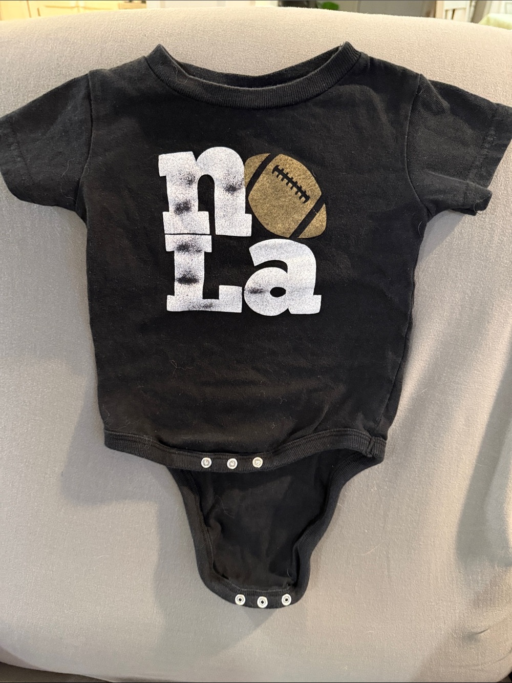 Kids Black 'n La' Football Graphic One-Piece Bodysuit